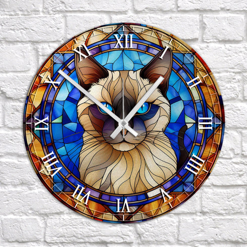 Cat Siamese Suncatcher Effect Clock
